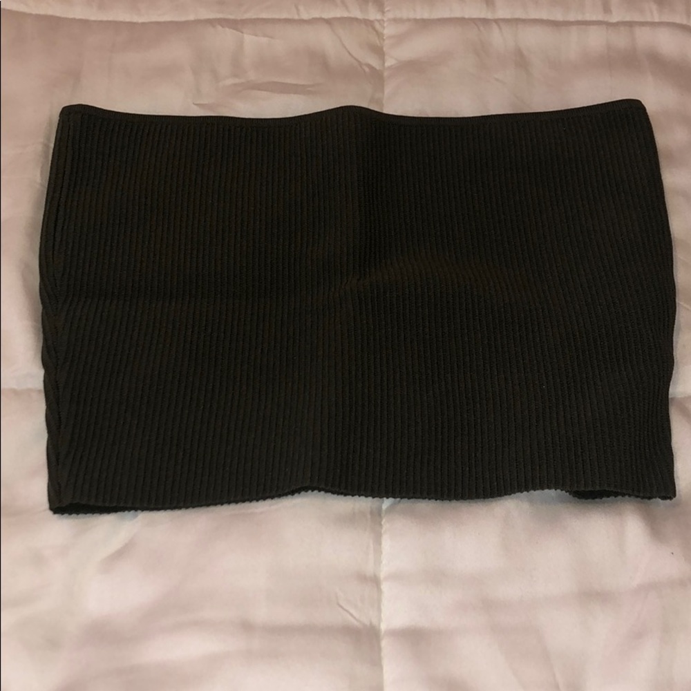NEVER WORN dark green ribbed Pacsun tube top